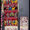 Kalamkari Printed Pure Mulmul Cotton Saree - Red