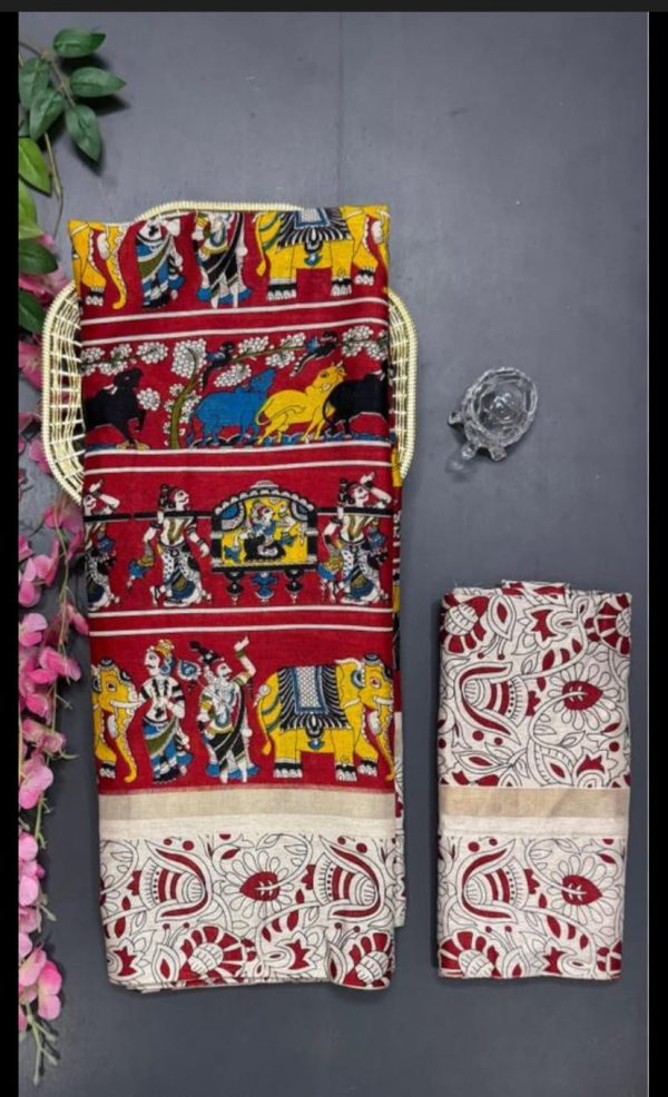 Kalamkari Printed Pure Mulmul Cotton Saree